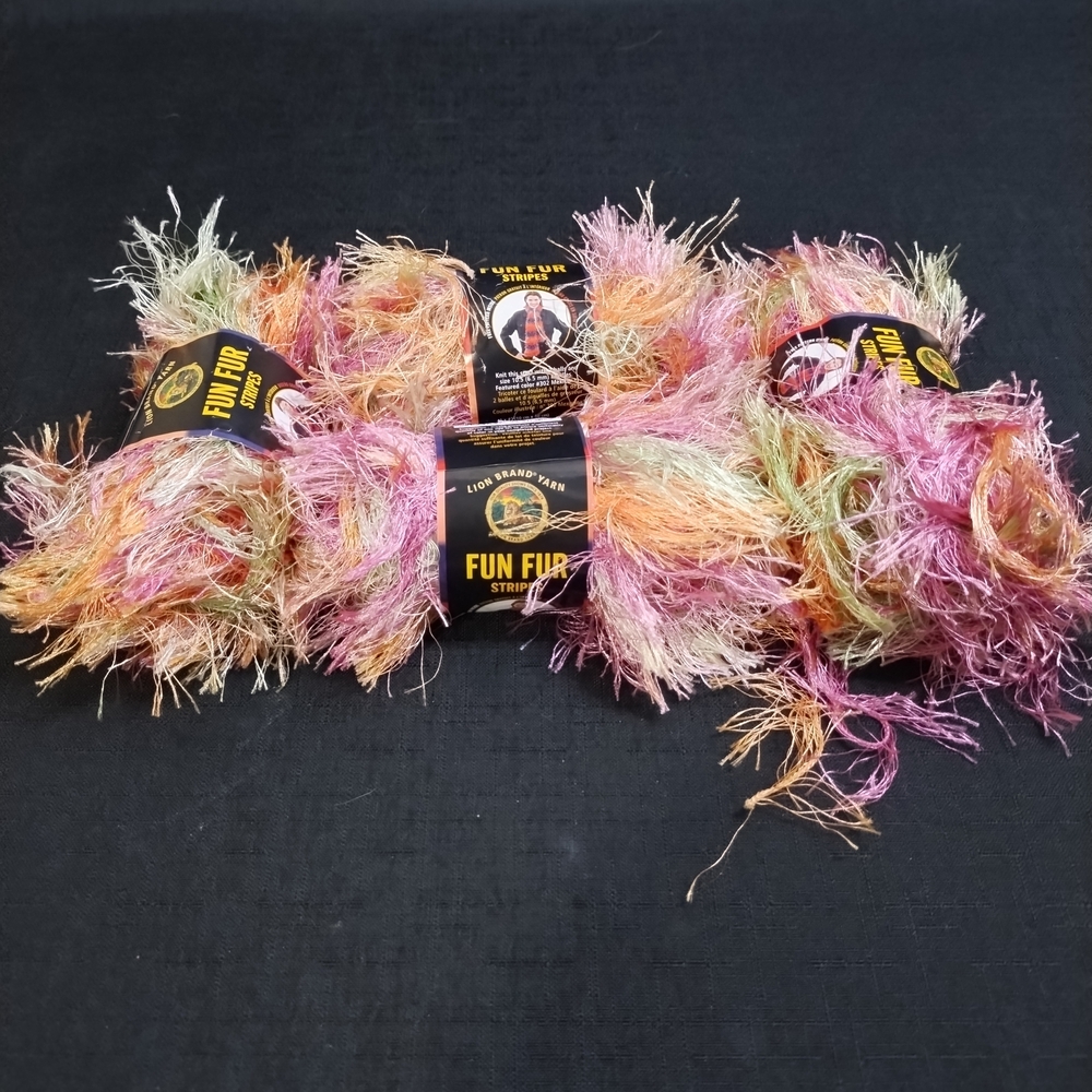 DISCONTINUED Lion Brand Fun Fur Stripes Copacabana 4 skeins 57 yds 40g Polyester